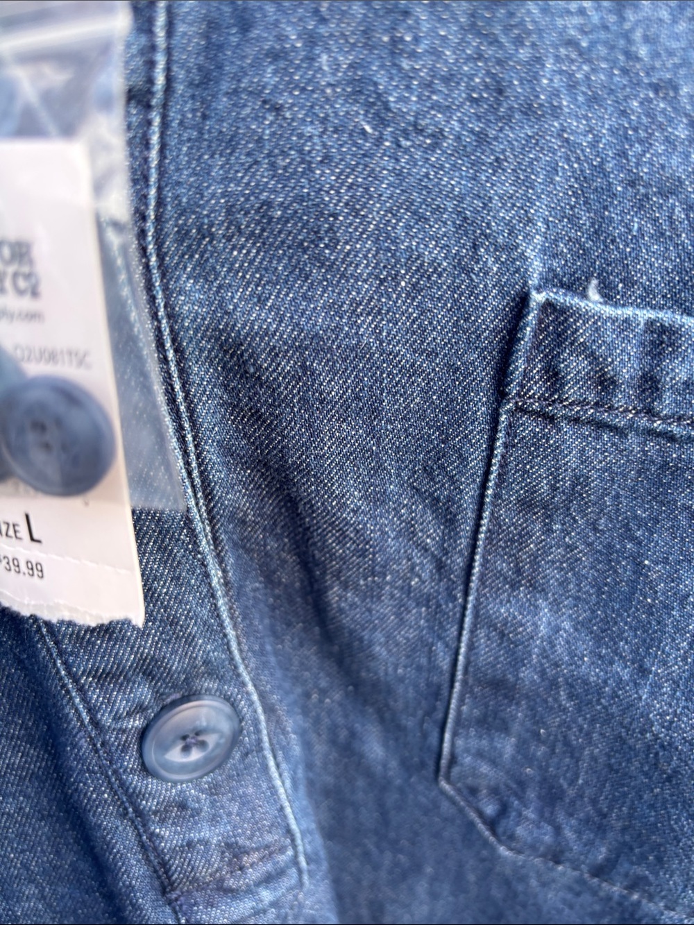 Long Sleeve Denim Pullover Shirt - Classic Blue - Picture 5 of 10